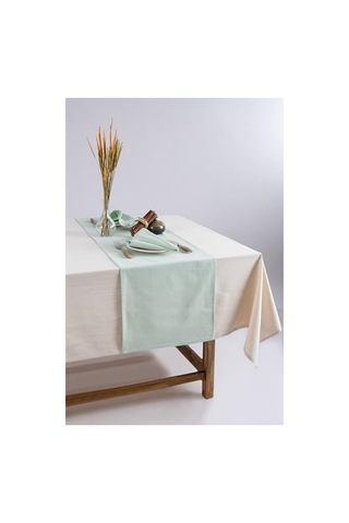 Kaliteli Keten Pamuk Karışımı Runner, 40 X 150 Cm Adaçayı Abanoz