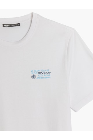Koton Kısa Kollu Regular Fit Pamuklu Bisiklet Yaka Slogan Baskılı Tişört Beyaz 5sam10267hk Beyaz