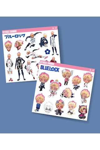 Bluelock-ryusei Shidou - Futbol Anime Telefon Sticker Seti Parlak Kağıt 2 Li Sarı