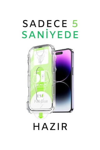 Apple Uyumlu iPhone 14 Pro Uyumlu Kolay Uygulama Aparatlı Siyah Çerçeveli Tam Kapatan Cam Ekran Koruyucu