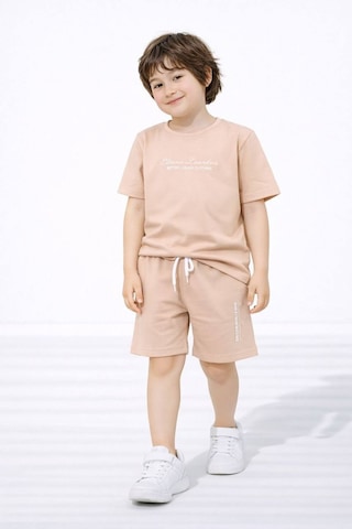 Miniko Kids Erkek Çocuk London Modelli Pamuk Şortlu Takım Bej