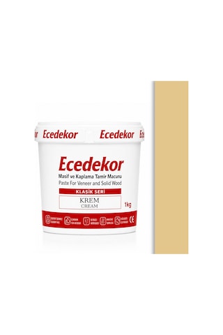 Krem Ecedekor Ahşap Dolgu Macunu Kova 1000gr 1 KG Krem Ecedekor Ahşap Dolgu Macunu Kova 1000gr 1 KG