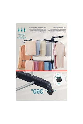 3 Katlı Kurutmalık, Çamaşır Kurutma Teli İle Kullanışlı Ve Pratik 40 x 19