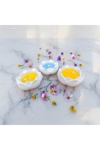 3'lü Lotus Çiçeği Mum