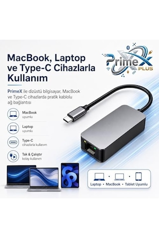 Px-4752 Type C To Gigabit Ethernet, Type C To Rj45 10/100/1000/2500mbps Gigabit İnternet Çevirici, Typec To Ethernet Dönüştürücü Adaptör