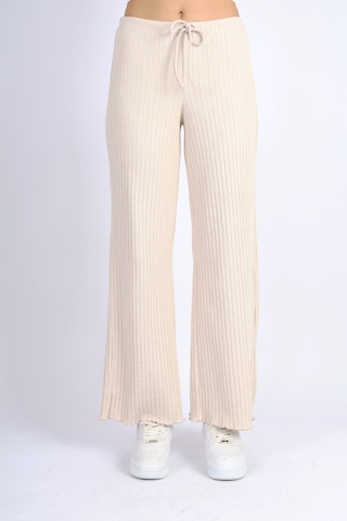 Soft&Basic Punta Raporlu Geniş Paça Bej Pantolon Bej