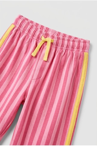 Magu Kız Çocuk Kedi Baskılı Pembe Sweatshirt Ve Çizgili Bol Paça Eşofman Takımı