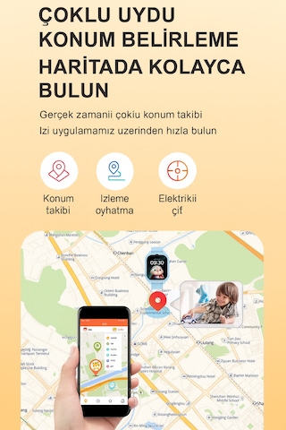 Sim Kartlı Gps'li Kameralı Görüntülü Görüşmeli Çocuk Güvenliği İçin Çocuk Akıllı Saat Pembe