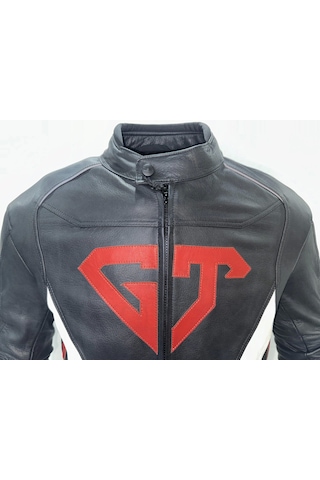 Forte Gt 2002002 Hunter Hakiki Deri Ceket Siyah - Kırmızı