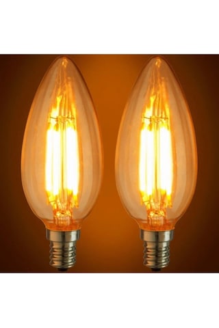 E14 Ince Duy Buji Mum Amber Renk 4 Watt Rustik Led Ampul Edison F