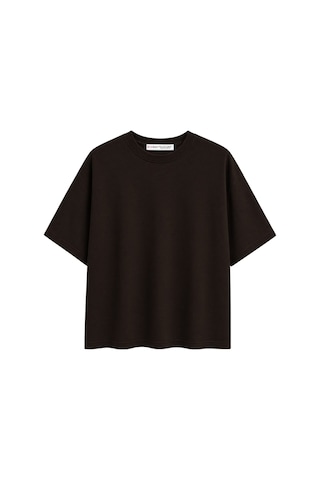 Mixray 2101 Kadın Bisiklet Yaka Soft Oversize Basic Modal T-shirt Kahve Kahverengi
