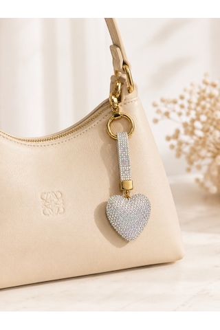 Kalpli Taşlı Luxury Çanta Charmı Gümüş Kristal Bag Charm