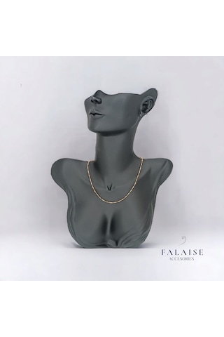 Parlak Boncuklu Zincir Kolye - İnce Altın