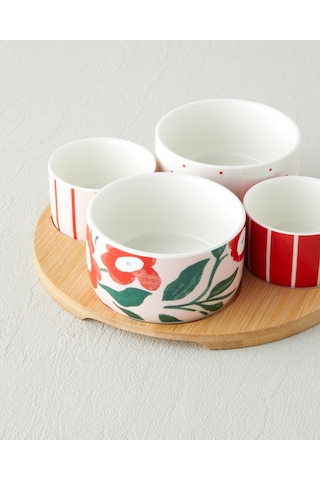 English Home Brighter Stoneware 5 Parça Sunumluk 20 Cm Kırmızı-pembe