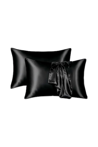 Antibakteriyel Terletmeyen İpek Saten Yastık Kılıfı 2'li 50x70 Siyah Siyah