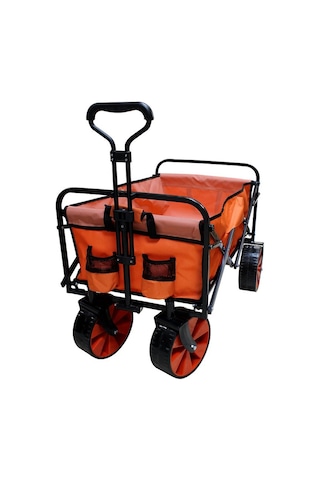 Katlanabilir Taşıma Arabası Plaj-bahçe-kamp Arabası Turuncu Turuncu Tekerli