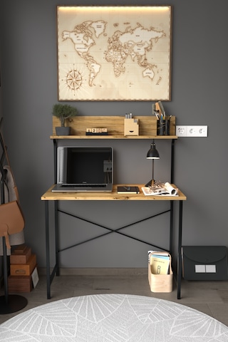 Parla Üstten Raflı Dekoratif Çalışma Masası 50x90 Cm Atlantik Çam