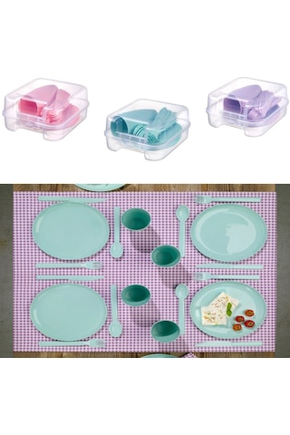6 Kişilik Çantalı Piknik Seti Açık Gri