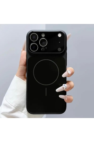 Apple İphone 15 Pro Uyumlu Magsafe Kılıf 17 Pro Max Kamera Görünümlü Lens Korumalı Kapak Siyah
