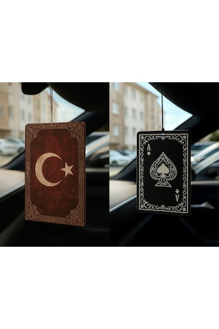 Türk Bayrağı Ve Maça As - İkili Oto Kokusu - Dekoratif Araç Kokusu Ve Aksesuarı
