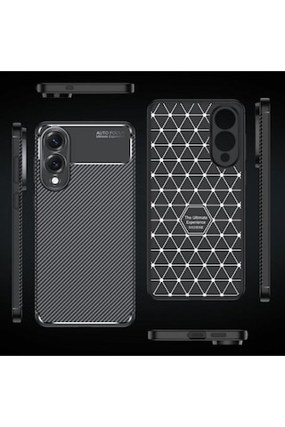 Samsung Galaxy S25 Edge Uyumlu Silikon Kılıf Karbon Desenli Autofocus Tam Darbe Koruma Kapak