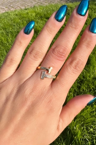 Zirkon Taşlı Çapraz Gold Marka Yüzük Gold