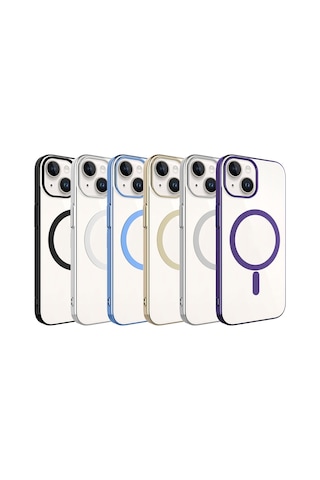 Apple Uyumlu iPhone 15 Kılıf Zore Wireless Şarj Özellikli Pixel M-safe Kapak Siyah