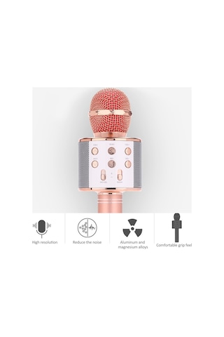 Mufunye Ws858 Karaoke Oynatıcı Kablosuz Bt Kondenser Mikrofon Hoparlör Kayıt Şarkı Söyleme Canlı Mikrofon 1200mah Şarj Edilebilir Pil E