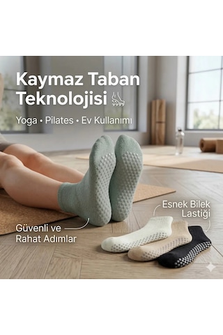 Womanandkids Wak Kaymaz Tabanlı Yoga Pilates 8 Li Çorap, Silikon Tabanlı Esnek Bilekli Nefes Alan Ev Ve Spor Çora Çok Renkli 8 Li