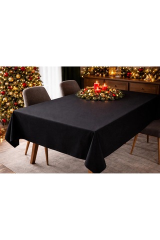 Peri Lüx Kadife Kumaş Siyah Masa Örtüsü 140x210 Cm Çok Renkli