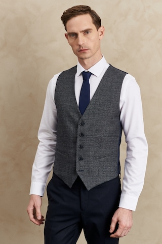 AC&Co / Altınyıldız Classics Erkek Lacivert Slim Fit Dar Kesim Mono Yaka Desenli Yelekli Takım Elbise 4A3123100002LAC546N Lacivert