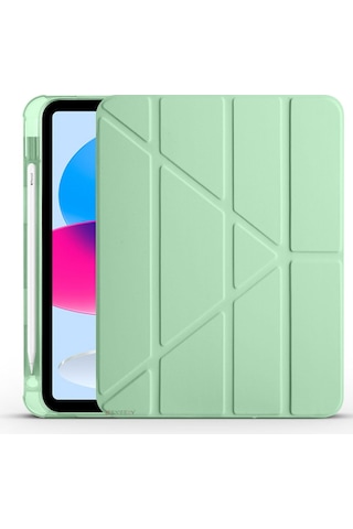 Apple Uyumlu iPad 11.nesil 11 İnç 2025 A16 Üçgen Katlanabilir Kalemlikli Yatay Dikey Standlı Akıllı Kılıf Kapaklı Kılıf