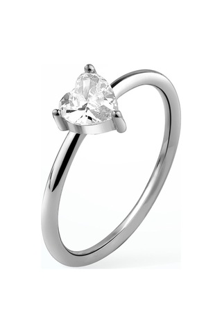 14 Ayar Altın Kaplama Kalp Beyaz Taşlı Yüzük - Rs00109 Altın