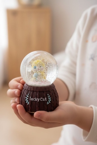 Pilli Işıklı Müzikli Kar Küresi Şanslı Kedi Figürlü Eğlenceli Masaüstü Biblo, Led Aydınlatmalı Dekoratif 11