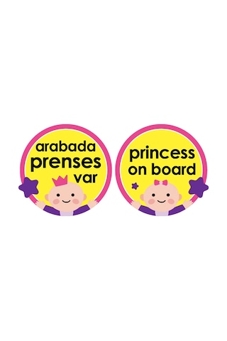 Arabada Prenses Var Vantuzlu Sticker Arabada Güvenlik