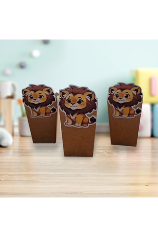 Aslan Temalı Popcorn Mısır Kutusu 8 Li
