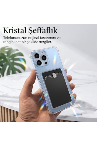 Caseonn Tecno Spark Slim 5g Kılıf Airbag Kristal Kartlık Bölmeli Silikon Kapak Şeffaf