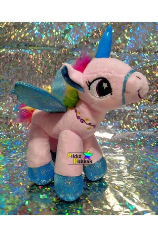 Sevimli Hayvan Peluş Oyuncak At Boynuzlu At Unicorn Pony 25Cm Pbm