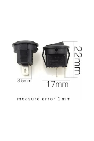 50 Adet Ic-134E Mini (S) Yuvarlak Işiksiz Anahtar On-Off 2P Siyah