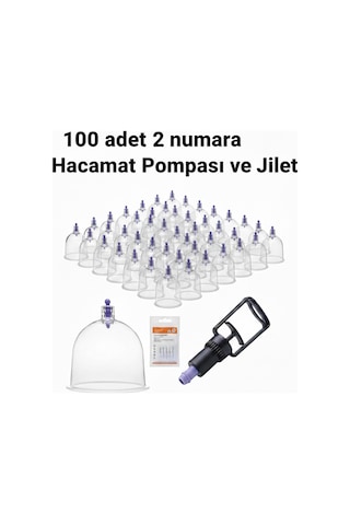 Kupa Ve Masaj Seti 100 Adet 2 Numara Plastik Kupa + Pompa + Jilet
