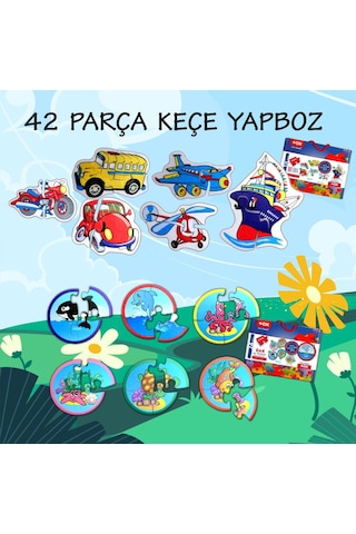 12 Set 42 Parça Tox Deniz Canlıları Ve Ulaşım Araçları 2+ Keçe
