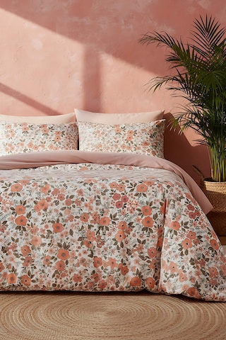 Pembe Bahar Çift Kişilik Naturel İpeksi Nevresim Takımı Pembe