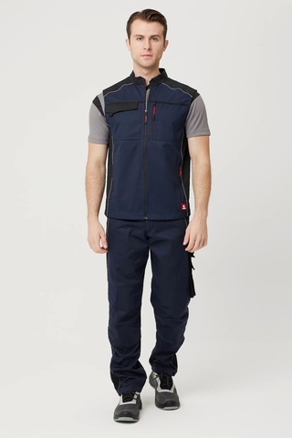 Yazlık İş Yeleği Polyester Gabardin Allium Outdoor Yelek Hafif Nefes Alabilir Fonksiyonel Cepli Lacivert-siyah