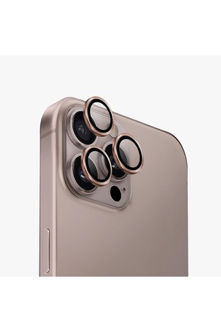 Apple Uyumlu iPhone 16 Pro Max Raze Metal Kamera Lens Koruyucu Çöl