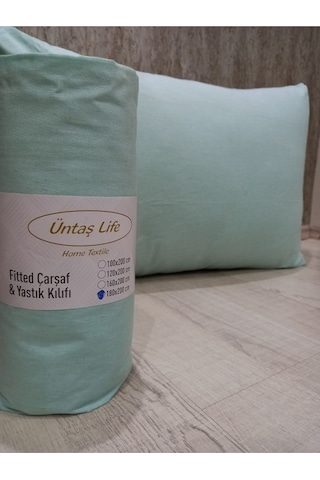 Üntaş Tek Kişilik Lastikli Çarşaf + Yastık Kılıfı Mint Yeşili 1 Adet