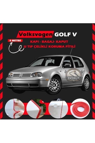 Volksvogen Golf 4 Oto Araç Kapı Koruma Fitili 5 Metre Parlak Kırmızı Renk