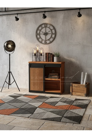 Raweyn Genus Doğal Ahşap Sürgülü Konsol 110cm Açık Ceviz