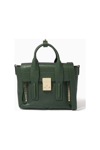 3.1 Phillip Lim Pashli Mini Yeşil Çanta Shark Deri Dokulu, Metal Detaylı Ve Çapraz Askılı El Çantası