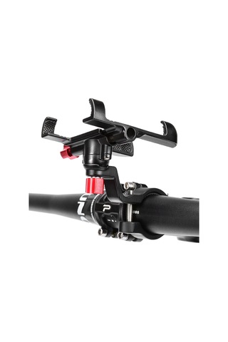 Fosenze Motosiklet Bisiklet Telefon Tutucu, Alüminyum, 360 Dönebilen, 25-31.8mm Direk Uyumlu, 55-95mm Genişlik Ayarı, Siyah