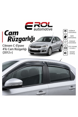Citroen C-elysse 2012 4'lü Mugen Cam Rüzgarlığı Siyah